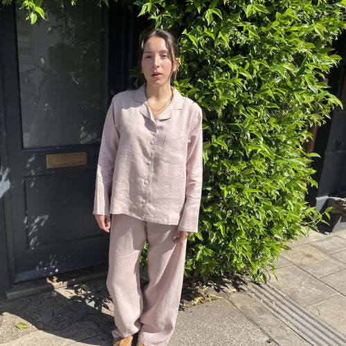 Bolney Mauve Mist Wide Leg Linen Pyjamas