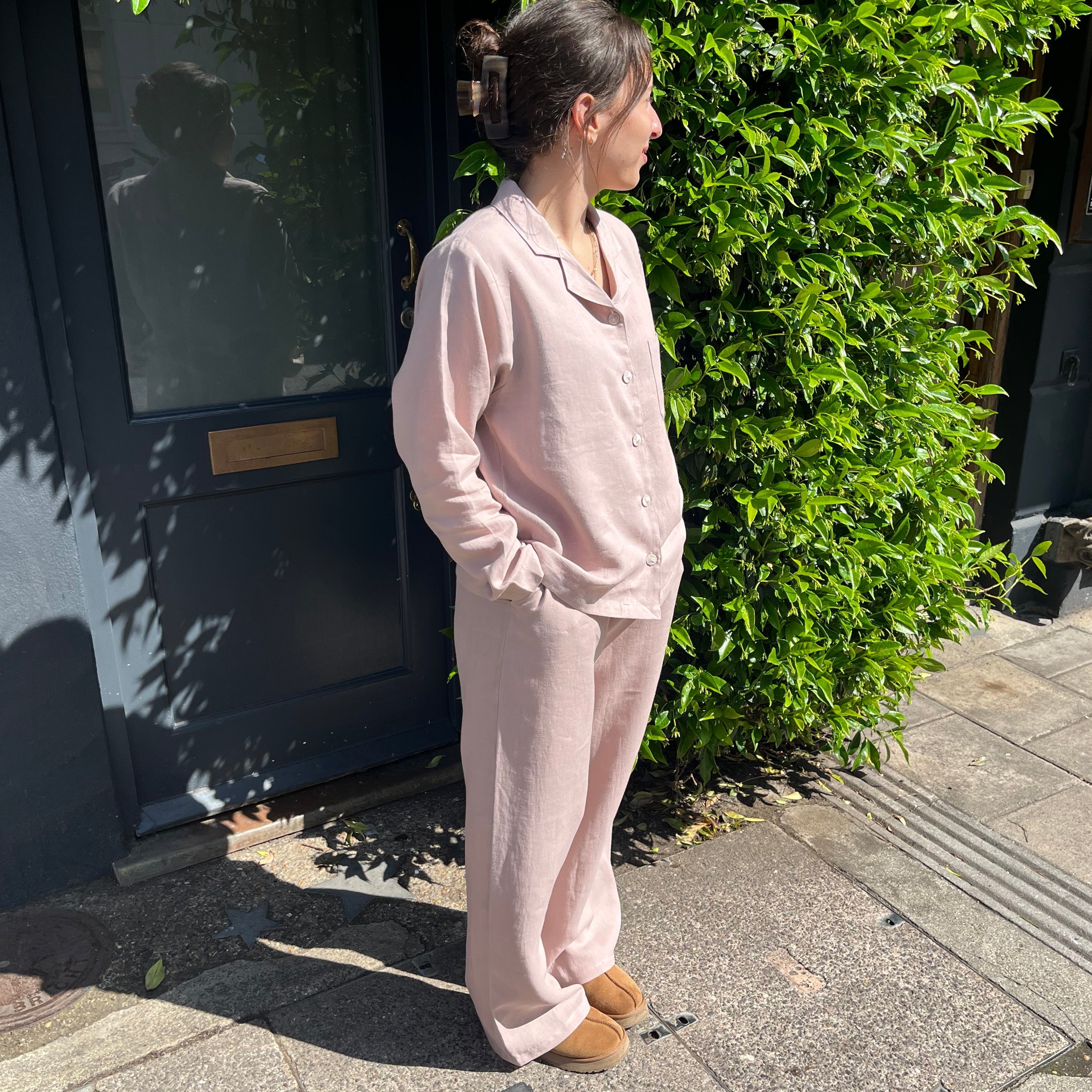 Bolney Mauve Mist Wide Leg Linen Pyjamas