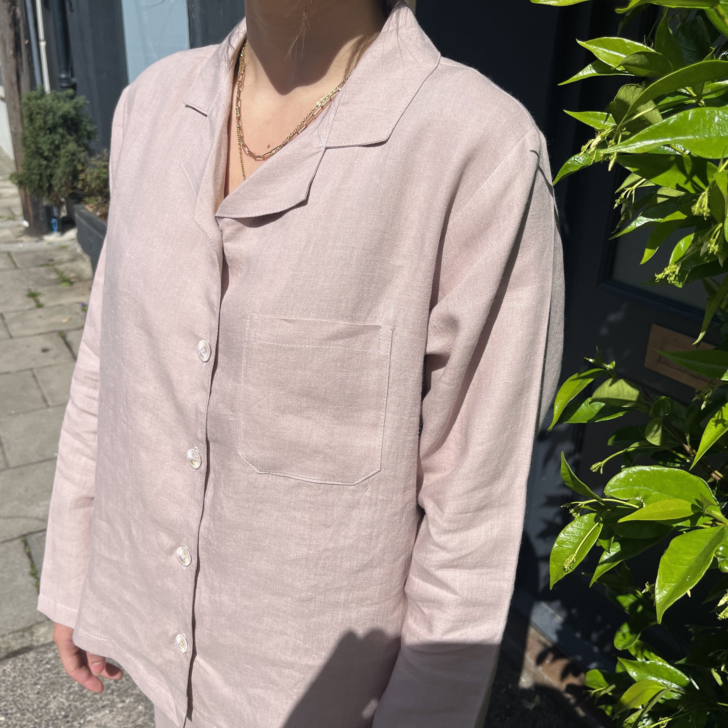 Bolney Mauve Mist Wide Leg Linen Pyjamas