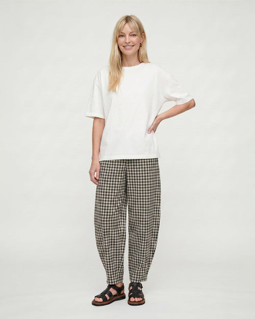 Check Barrel Leg Trousers